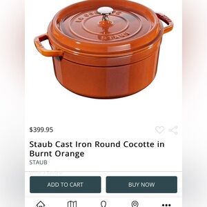Staub French/Dutch Orange Oven Cooking Pot